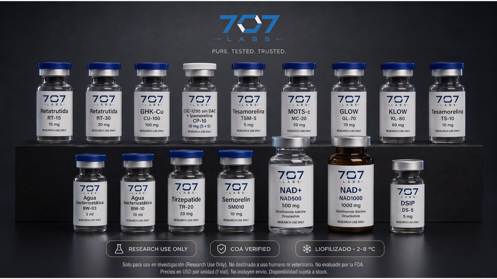 Línea completa de viales 707 Labs